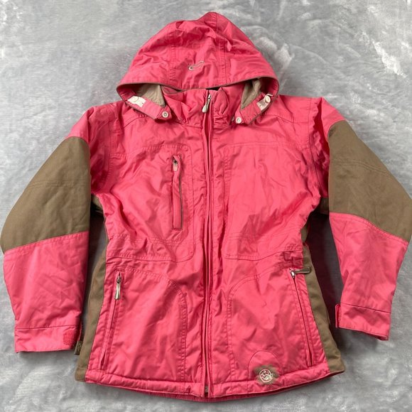 Obermeyer Ski Jacket Girls Size 12 Pink Brown Waterproof Adjustable Hood - Picture 1 of 12